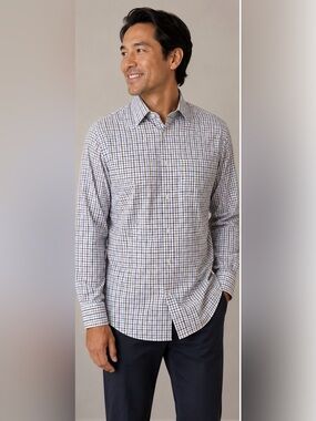 Banana Republic Athletic Fit Wrinkle Resistant Dress Shirt Men’s Large Check